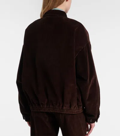 Miu Miu Oversized Cotton Corduroy Blouson Jacket In Brown