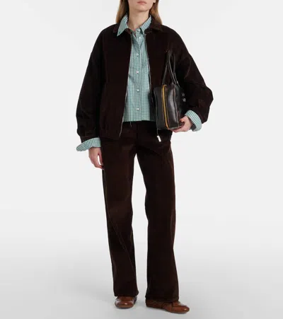 Miu Miu Oversized Cotton Corduroy Blouson Jacket In Brown