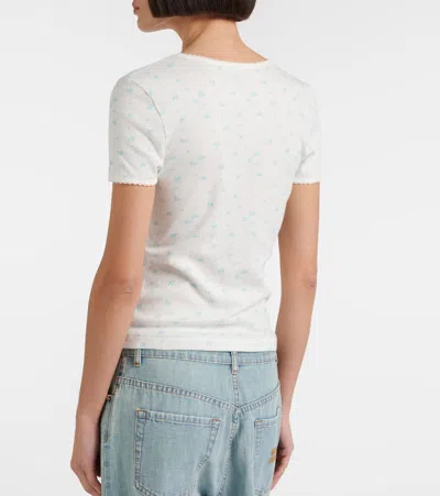 Miu Miu Floral Cotton Jersey T-shirt In White