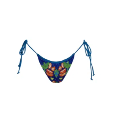 Oceanus Swimwear Women's Blue Mulata Hand-beaded Bikini Bottom Christina Milian Navy In Blue