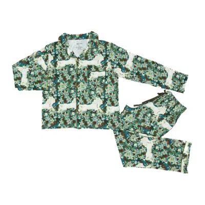 House Of Murphy Women's Green Forest Prance Bamboo Pajamas In Multi