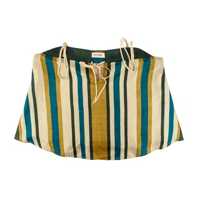 Stovaria Women's Silk Cotton Cami Top - Striped Tie-front, Handmade - Statement Blouse In Multi