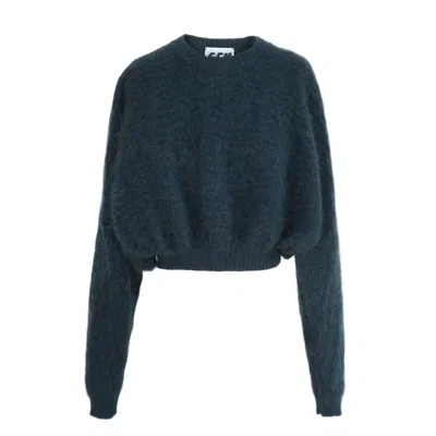 Ccy Currency Women's Zigzag Mohair Sweater - Peacock Green Melange In Green