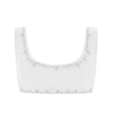 Oceanus Swimwear Women's Aaliyah Hand Beaded Crystals Bikini Top - White In Brown