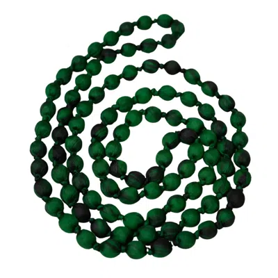 Silk And Bears Women's Emerald Green Silk Bead Necklace – Hand-wrapped & Knotted In Green