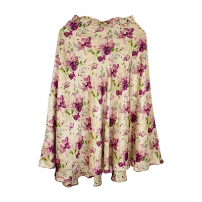 Stovaria Women's Gold / Purple / Red Pashmina Cotton Ankle-length A Line Skirt - An Orchid Drift In Multi