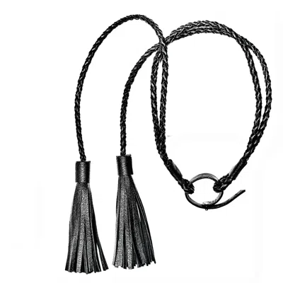 Plik X Haya Women's Long Leather Necklace Amazon Black In Black