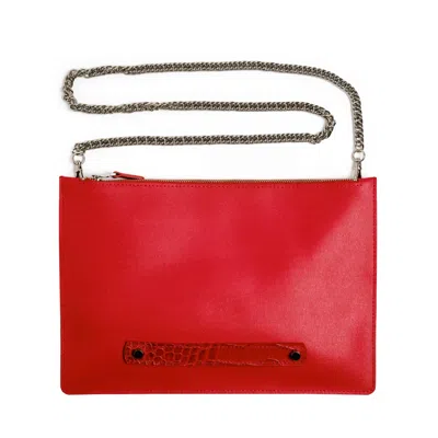Plik X Haya Women's Classic Crossbody Leather Clutch With Chain-red In Multi