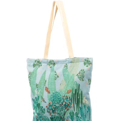 House Of Murphy Women's Blue / Green Tiger Garden Woven Carry Bag In Multi