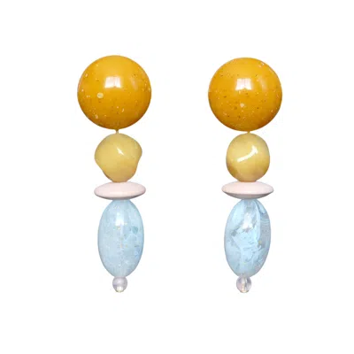 Malolo Jewelry Women's Yellow / Pink / Blue Shibuya Earrings Blue In Yellow
