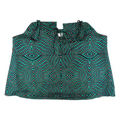 Stovaria Women's Green / Black Pure Silk Strappy Camisole Top With Tie Front In Multi