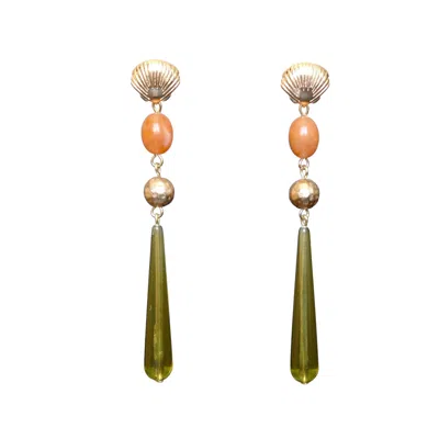 Malolo Jewelry Women's Green / Orange / Gold Ocean Dreams Earrings Green In Multi