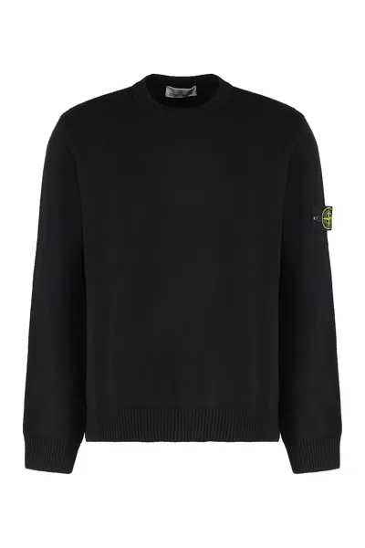 Stone Island Cotton Crew Neck Knitwear Sweater In Black