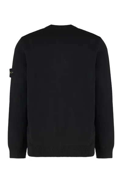 Stone Island Cotton Crew Neck Knitwear Sweater In Black