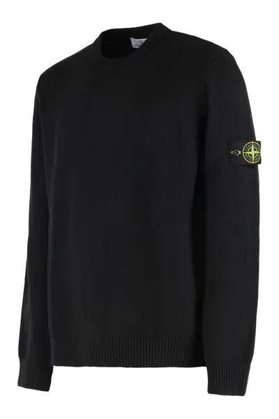 Stone Island Cotton Crew Neck Knitwear Sweater In Black