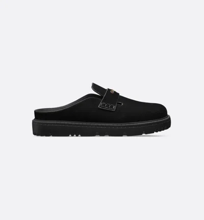 Dior Suede Mules Round Toe Rubber Sole In Black