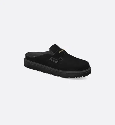 Dior Suede Mules Round Toe Rubber Sole In Black