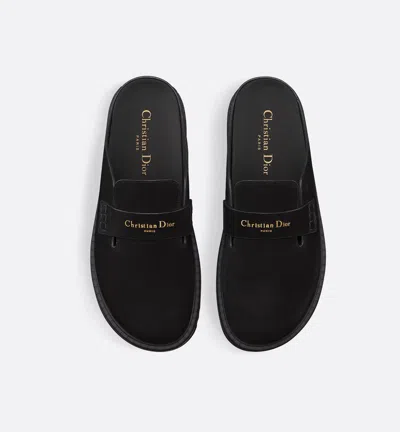Dior Suede Mules Round Toe Rubber Sole In Black