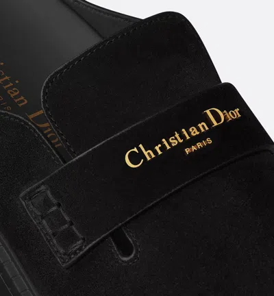 Dior Suede Mules Round Toe Rubber Sole In Black