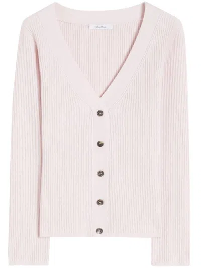 Max Mara Knitwear V Neck Long Sleeves Ribbed Design In Multi