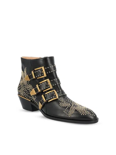 Chloé Susan Studded Leather Ankle Boots In Multi