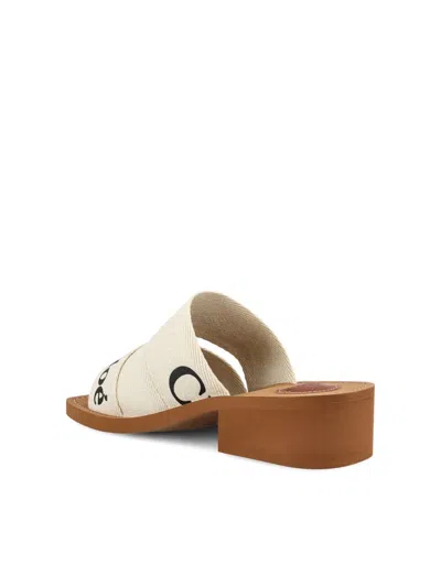 Chloé Woody Logo Slide Sandal In White