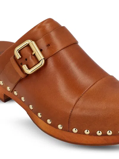 Chloé Jeannette Embellished Leather Platform Clogs In Brown