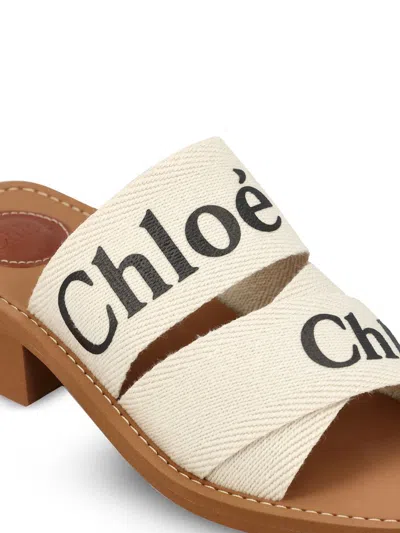 Chloé Woody Logo Slide Sandal In White
