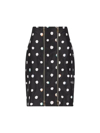 Fendi Falena Dots Printed Mini Skirt In Black