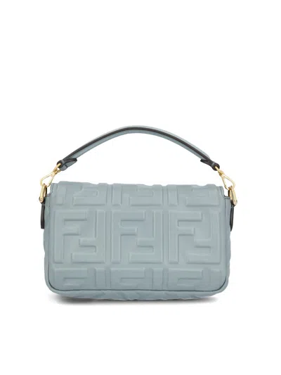Fendi Women Baguette Mini Leather Handbag In Blue