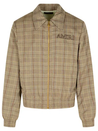 Amiri Virgin Wool Blend Jacket With Point Collar In Brown