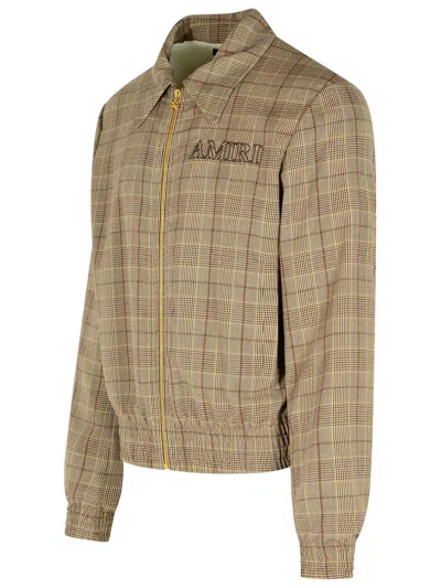 Amiri Virgin Wool Blend Jacket With Point Collar In Brown
