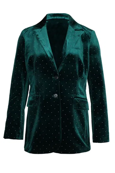 Never Fully Dressed Embellished Velvet Hot Pants In Green