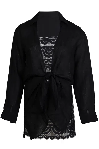 Pq Swim Lace Tunic Midnight In Black