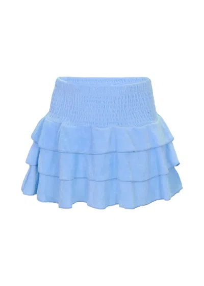 Shade Critters Blue Terry Girls Smocked Skirt In Blue