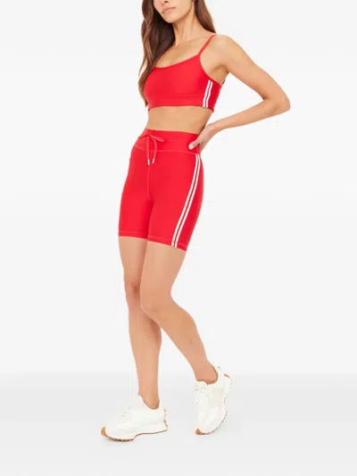 The Upside Oxford 5 In Striped Shorts In Red