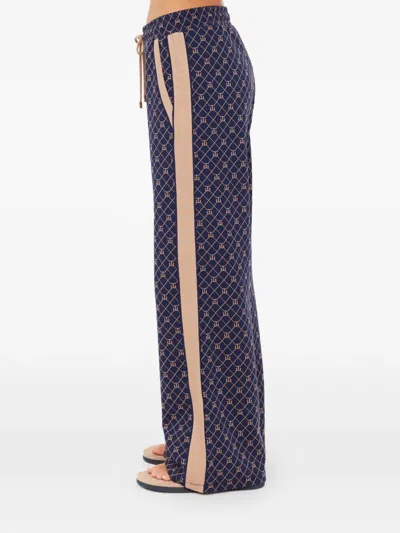 The Upside Ezra Nova Monogram Wide-leg Drawstring Sweatpants In Blue