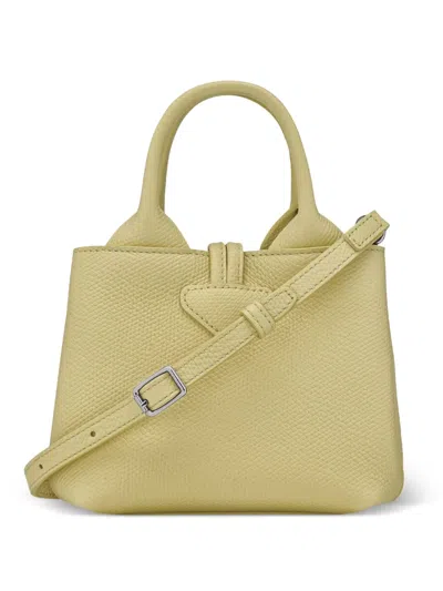 Longchamp Le Roseau Xs Grained-leather Top Handle Bag In Yellow