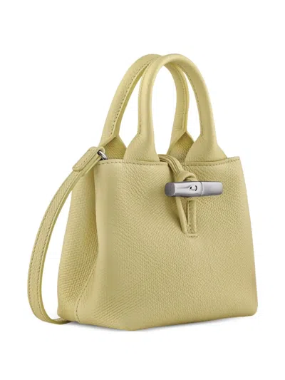 Longchamp Le Roseau Xs Grained-leather Top Handle Bag In Yellow