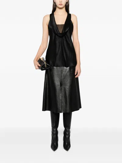 Helmut Lang U-neck Silk Top In Black
