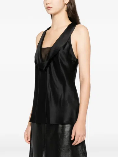 Helmut Lang U-neck Silk Top In Black