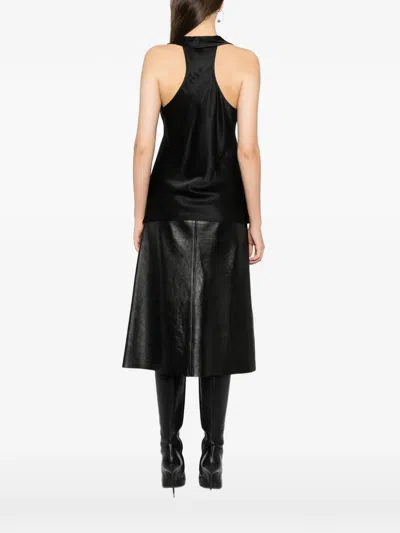 Helmut Lang U-neck Silk Top In Black