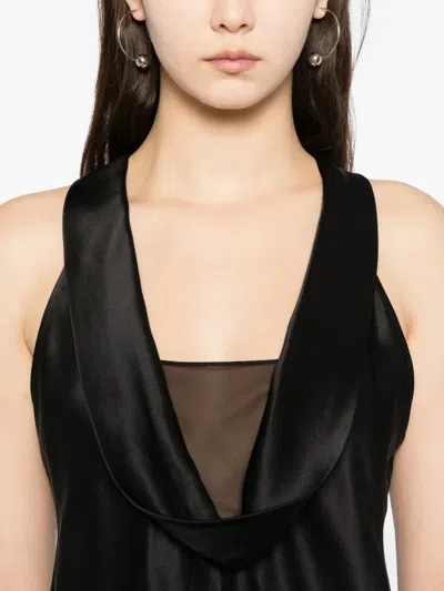 Helmut Lang U-neck Silk Top In Black