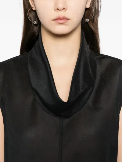 Helmut Lang Organza Cowl-neck Shell Top In Black
