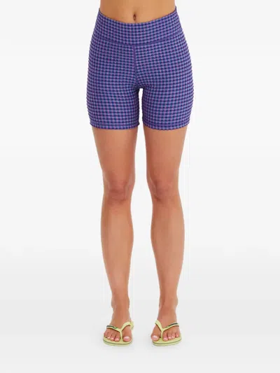 The Upside Aliki 5 In Checked-pattern Shorts In Blue