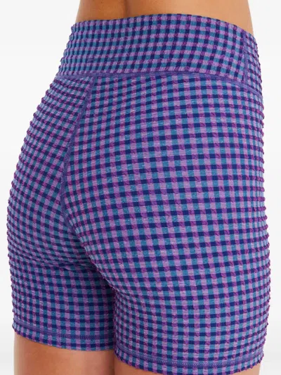 The Upside Aliki 5 In Checked-pattern Shorts In Blue