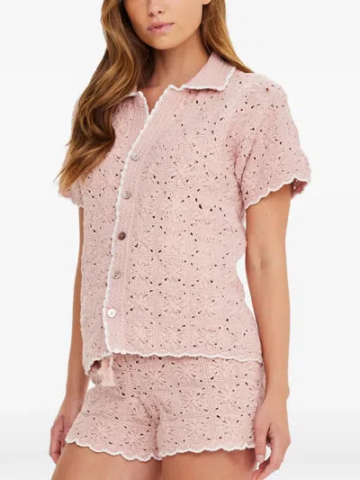 The Upside Anoki Crochet Shirt In Pink