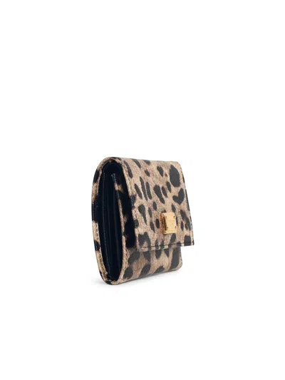 Dolce & Gabbana 'dauphine' Leopard Leather Wallet In Brown