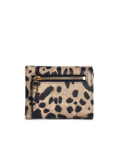 Dolce & Gabbana 'dauphine' Leopard Leather Wallet In Brown