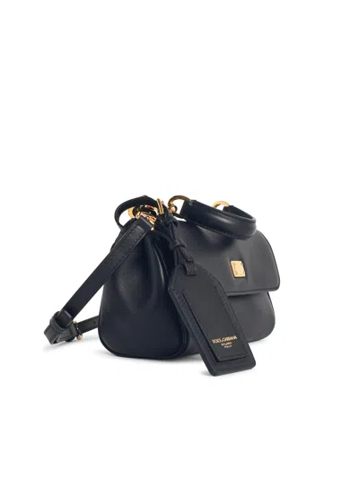 Dolce & Gabbana 'my Sicily' Plongé Calf Leather Handbag In Black